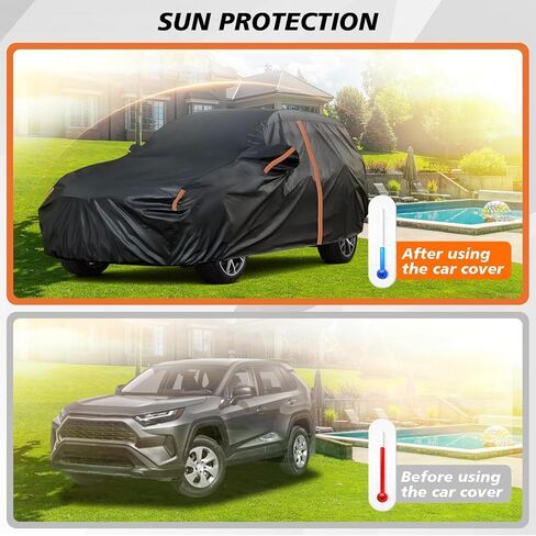 غطاء لسيارة Toyota RAV4، غطاء RAV4 مناسب حسب الطلب 2006-2025، غطاء سيارة مقاوم للماء في جميع الأحوال الجوية للسيارات، أغطية خارجية كاملة مع سحاب باب/شريط عاكس، غطاء سيارة خارجي للحماية من الشمس والثلوج in Saudi Arabia