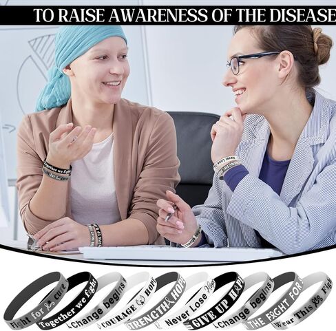 200pcs Lung Cancer Awareness Bracelets Bulk White Ribbon Silicone Bracelets Inspirational Brain Bone Lung Cancer Awareness Wristband for Women Men Public Fundraising Charity Campaign in Saudi Arabia