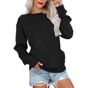 MISFAY Womens Oversized Sweatshirt Casual Long Sleeve Crewneck Hoodie Solid Pullover Lightweight Loose Tops with Pocket in Kuwait