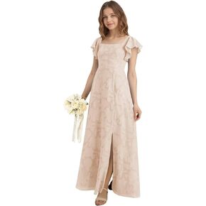 فساتين وصيفة الشرف للصغار بوهو الدانتيل الأزهار كشكش كم زهرة فتاة فستان الزفاف عيد الميلاد حزب أثواب مع الشق in Kuwait