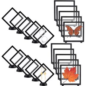 3D Square Floating Frame Display Case 3.54" &5.5", Set of 20 PE Film Jewelry Storage Boxes, 3D Challenge Coin Display Frames Floating Clear Case for Pin, Military Medals, Specimens (Black) in Kuwait