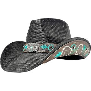 Wildarms Men's Western Cowboy Hat, Retro Straw Cowgirl Hat with Structured Crown & Shapeable Wide Brim in Saudi Arabia