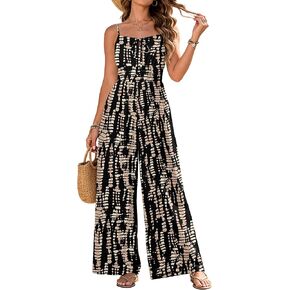 جمبسوت حريمي 2026 حزام سباغيتي غير رسمي واسع الساق سروال طويل ثوب فضفاض قطعة واحدة ملابس الصيف مع جيوب in Kuwait