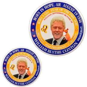Bill Clinton 3" Magnet + 2.25" Pin Astrology Leo Zodiac Fire Dog 42nd President in Saudi Arabia