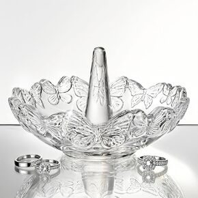 kanpura Double Heart Shape Decorative Ring Tray Crystal Glass Trinket Tray Jewelry Dish Organizing Necklace Earrings Birthday Mother's Day Gifts for Mom Best Friend Sister, Clear in Kuwait