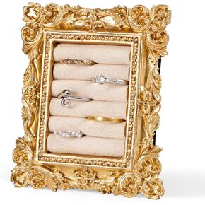Vintage Ring Display Stand, Baroque Ring Holder Earring Display Tray Jewelry Organizer Birthday Engagement Wedding Decoration for Women (Creamy White) in Kuwait