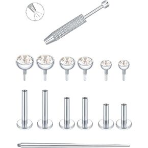 16G 18G Internal Thread Stud Earrings for Women Surgical Steel Labret Piercing Jewelry for Tragus Helix Rook Conch Monroe Lip Labret Jewelry in Kuwait