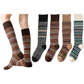 4 Pairs Women Retro Calf Socks - Reversible Classic Knit Cotton Slouch Socks Warm for Daily Boots Casual Wear in Saudi Arabia
