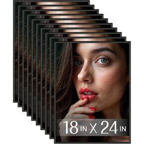 إطار ملصق Plexon مقاس 18 × 24 أسود، جدار أفقي أو عمودي، مجموعة من 10 إطارات ملصقات مقاس 18 × 24، صورة ألغاز معلقة، ملصق متين 24 × 18 إطار شبكي مصقول أمامي، طقم إطار معرض الحائط in Kuwait