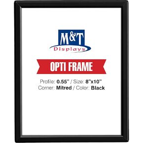 M&T Displays Opti Snap Poster Frame 8x10 Inch Black 0.55" Aluminum Profile Front Loading Wall Mounting Photo Picture Document Certificate Sign Holder Mitered Corner Anti Glare Cover (10 pack) in Saudi Arabia