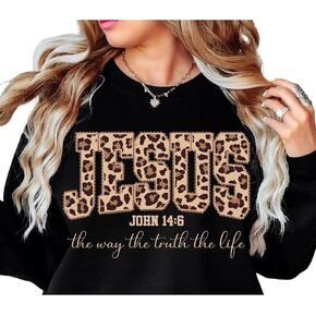 Jesus John 14:6 Leopard Print Christian Faith Sweatshirt in Saudi Arabia