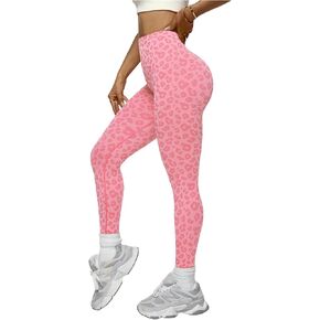 WDIRARA Women's Leopard Print Butt Lifting Leggings High Waisted Skinny Workout Yoga Pants in Kuwait