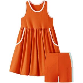 فستان فتاة Kids4ever مع شورت متوسط ​​الطول وفساتين بجيوب بدون أكمام للمراهقات من عمر 8 إلى 12 عامًا in Kuwait