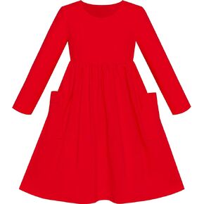 فستان بناتي من Sunny Fashion فستان كاجوال قطني بأكمام طويلة مقاس 3-8 in Saudi Arabia