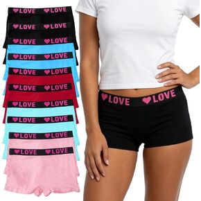 Women's Cotton Boyshorts Underwear - Breathable & Comfortable Full Coverage Mid Rise Panties 10-Pack in Saudi Arabia