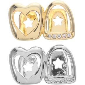 BESPORTBLE 2pcs Tooth Jewelry for Women Men Bling Rhinestones Teeth Caps Decorative Mouth Grills for Cosplay Ornaments Hiphop Rapper Grills Props in Kuwait