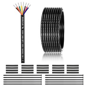 سلك كهربائي 18 قياس 7 موصلات 25FT، UL 2464 18 AWG 7 سلك كابل نحاسي معلب مجدولة 18/7 للسيارات والمقطورة والإضاءة والألواح الشمسية وكابل التمديد ومكبر الصوت وما إلى ذلك. in Kuwait