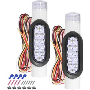 قطعتان من دليل مقطورة القارب على مجموعة مصابيح ما بعد الأنبوب، IP67 مقاومة للماء لمقطورة القارب دليل عمود أضواء 12 فولت 38 LED أضواء خلفية للفرامل واضحة in Kuwait