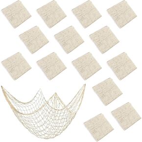 14 حزمة 80 × 40 بوصة من القطن الطبيعي لتزيين شبكة صيد السمك للتعليق على الحائط لشبكة صيد السمك تحت الماء، حورية البحر، القرصان، هاواي، المحيط البحري، ديكورات حفلات الشاطئ، بيج in Kuwait