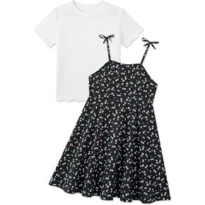 فساتين للفتيات من Kids4ever بدون أكمام مع حزام للفتيات مع تي شيرت للأعمار من 5 إلى 9 سنوات in Kuwait