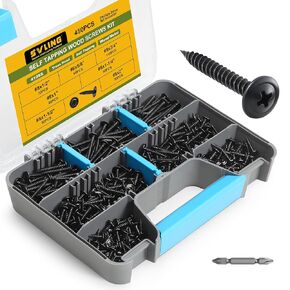 Black Wood Screws Phillips Modified Truss Head Assortment Kit 450PCS, Stainless Steel 410 Quick Self Tapping Screws for Wood Metal, #8 x 1/2",5/8",3/4",1",1-1/4",1-1/2",2" in Kuwait