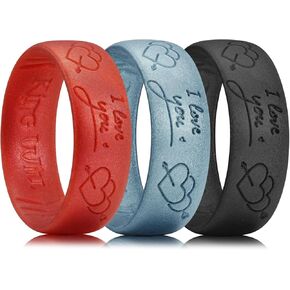 King Will Mens Silicone Rings Unisex Rubber Wedding Bands Engraved Design Gift in Kuwait