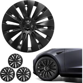19 Inches Wheel Covers for 2021 2022 2023 2024 Tesla Model Y, Hub Protection Accessory, Replacement for Tesla Model Y 2021-2024 Rim Protector, ABS Hubcaps 4-Piece, Uberturbine Style Black in Saudi Arabia