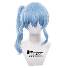 شعر مستعار سويسي من هوشيماتشي، شعر أزرق على شكل ذيل حصان، قابل للفصل، شعر مستعار صناعي مستقيم مقاوم للحرارة in Kuwait