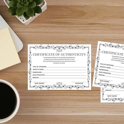 Besttile Certificate Of Authenticity,Art Collectible Authentication Certificates,5x7 Inch Artwork Certification Cards,25 PCS in Saudi Arabia