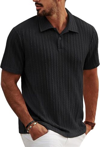 PJ PAUL JONES Mens Knit Polo Shirts Casual Textured Stretchy Polo Shirts for Summer Vacation in Saudi Arabia