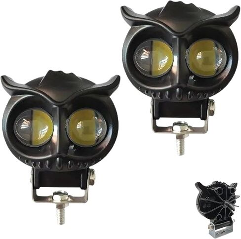 LED Motorcycle Headlight | Motorcycle Owl Headlight LED Spot Light | Adjustable Waterproof Flashlights for Car SUV Boat Truck Tractor Vehicle Rider Urban Automotive in Saudi Arabia