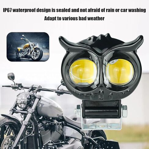 LED Motorcycle Headlight | Motorcycle Owl Headlight LED Spot Light | Adjustable Waterproof Flashlights for Car SUV Boat Truck Tractor Vehicle Rider Urban Automotive in Saudi Arabia