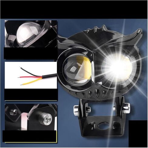 LED Motorcycle Headlight | Motorcycle Owl Headlight LED Spot Light | Adjustable Waterproof Flashlights for Car SUV Boat Truck Tractor Vehicle Rider Urban Automotive in Saudi Arabia