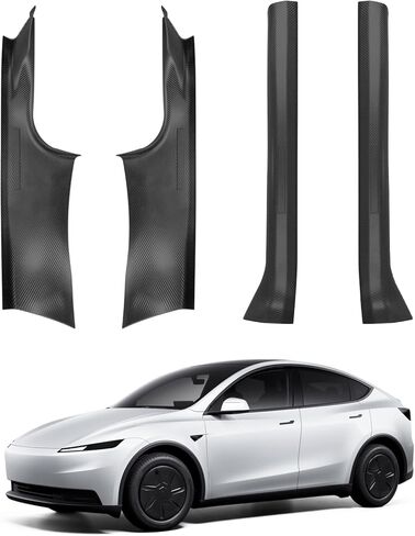 واقي عتبة الباب لسيارة Tesla Model Y Juniper 2025 2026 مع واقي ممتص للصدمات مضاد للركلة ويحافظ على نظافة غطاء حماية عتبة الباب لملحقات Tesla Model Y Juniper (نمط ألياف الكربون ABS) in Kuwait