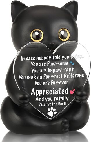 FOUGSTA Appreciation Gift for Cat Lovers, Encouraging Gift for Cat Lovers, Uplifting Present for Women, Motivational Decor for Office, Affirmation Kitty Figurine, XXS22 in Saudi Arabia