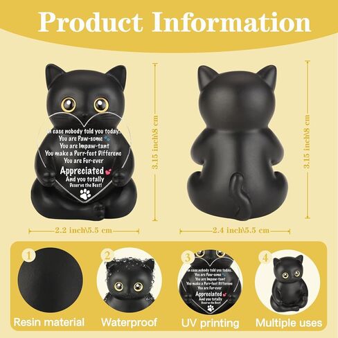 FOUGSTA Appreciation Gift for Cat Lovers, Encouraging Gift for Cat Lovers, Uplifting Present for Women, Motivational Decor for Office, Affirmation Kitty Figurine, XXS22 in Saudi Arabia
