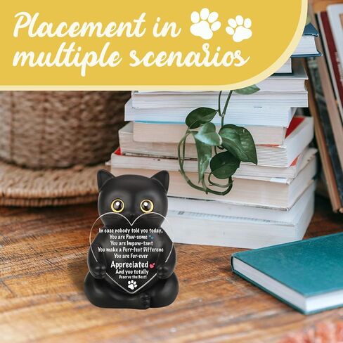 FOUGSTA Appreciation Gift for Cat Lovers, Encouraging Gift for Cat Lovers, Uplifting Present for Women, Motivational Decor for Office, Affirmation Kitty Figurine, XXS22 in Saudi Arabia
