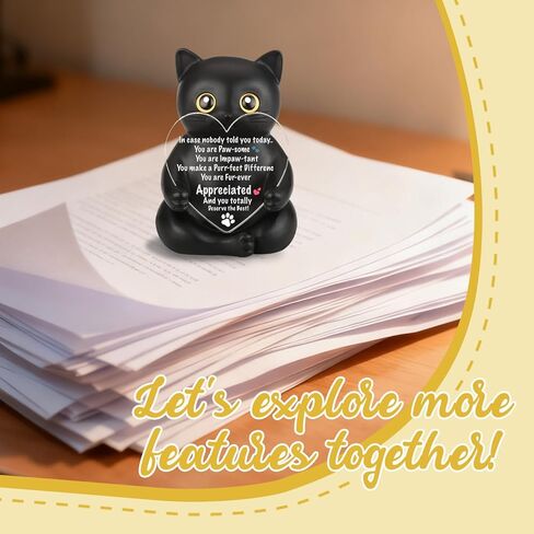 FOUGSTA Appreciation Gift for Cat Lovers, Encouraging Gift for Cat Lovers, Uplifting Present for Women, Motivational Decor for Office, Affirmation Kitty Figurine, XXS22 in Saudi Arabia