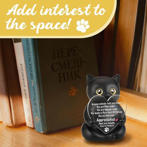 FOUGSTA Appreciation Gift for Cat Lovers, Encouraging Gift for Cat Lovers, Uplifting Present for Women, Motivational Decor for Office, Affirmation Kitty Figurine, XXS22 in Saudi Arabia
