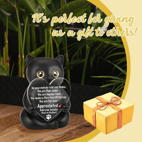 FOUGSTA Appreciation Gift for Cat Lovers, Encouraging Gift for Cat Lovers, Uplifting Present for Women, Motivational Decor for Office, Affirmation Kitty Figurine, XXS22 in Saudi Arabia