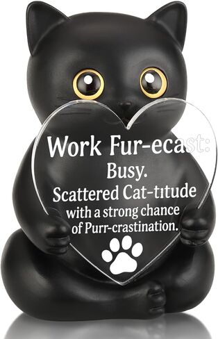 FOUGSTA Appreciation Gift for Cat Lovers, Encouraging Gift for Cat Lovers, Uplifting Present for Women, Motivational Decor for Office, Affirmation Kitty Figurine, XXS22 in Saudi Arabia