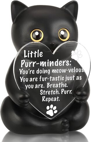 FOUGSTA Appreciation Gift for Cat Lovers, Encouraging Gift for Cat Lovers, Uplifting Present for Women, Motivational Decor for Office, Affirmation Kitty Figurine, XXS22 in Saudi Arabia