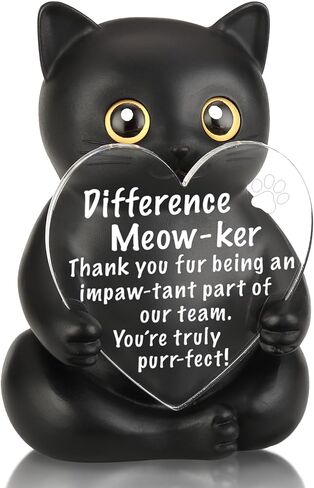 FOUGSTA Appreciation Gift for Cat Lovers, Encouraging Gift for Cat Lovers, Uplifting Present for Women, Motivational Decor for Office, Affirmation Kitty Figurine, XXS22 in Saudi Arabia