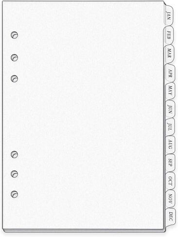 A5 Binder Dividers Frosted Plastic Index Divider 12 Month 6 Hole Punched Monthly Dividers for 6 Ring Binders Notebook Planner Inserts (12) in Saudi Arabia