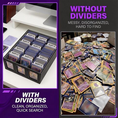 فواصل بطاقات التداول لصناديق التخزين، 160 قطعة من بطاقات تقسيم الورق لصناديق التخزين، منظم بطاقات البيسبول/MTG/TCG/الرياضة/الألعاب، بطاقة قياسية عمودية in Kuwait