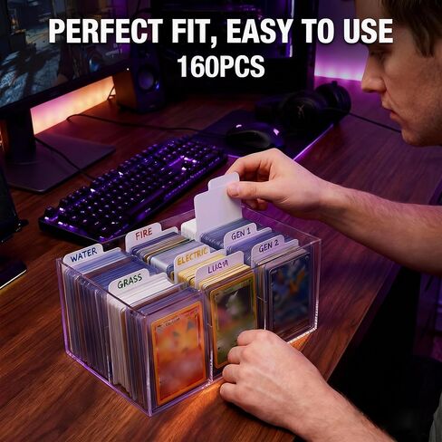 فواصل بطاقات التداول لصناديق التخزين، 160 قطعة من بطاقات تقسيم الورق لصناديق التخزين، منظم بطاقات البيسبول/MTG/TCG/الرياضة/الألعاب، بطاقة قياسية عمودية in Kuwait