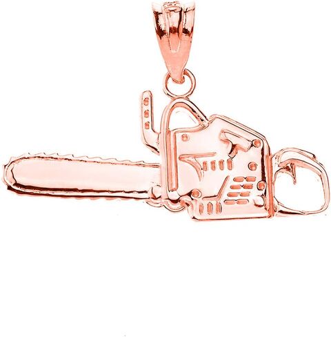 Certified Gold High Polish Chainsaw Chain Saw Pendant Charm Necklace in Saudi Arabia