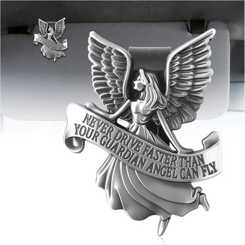 Guardian Angel Visor Clips for Cars with 3D Embossed Design,Guardian Angel for Car Visor Clip as New Driver Gifts,Never Drive Faster Than Your Guardians Angels Can Fly Visors Clip in Kuwait