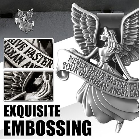 Guardian Angel Visor Clips for Cars with 3D Embossed Design,Guardian Angel for Car Visor Clip as New Driver Gifts,Never Drive Faster Than Your Guardians Angels Can Fly Visors Clip in Kuwait