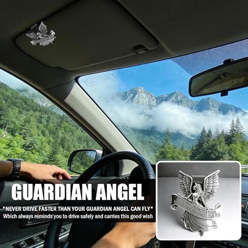 Guardian Angel Visor Clips for Cars with 3D Embossed Design,Guardian Angel for Car Visor Clip as New Driver Gifts,Never Drive Faster Than Your Guardians Angels Can Fly Visors Clip in Kuwait